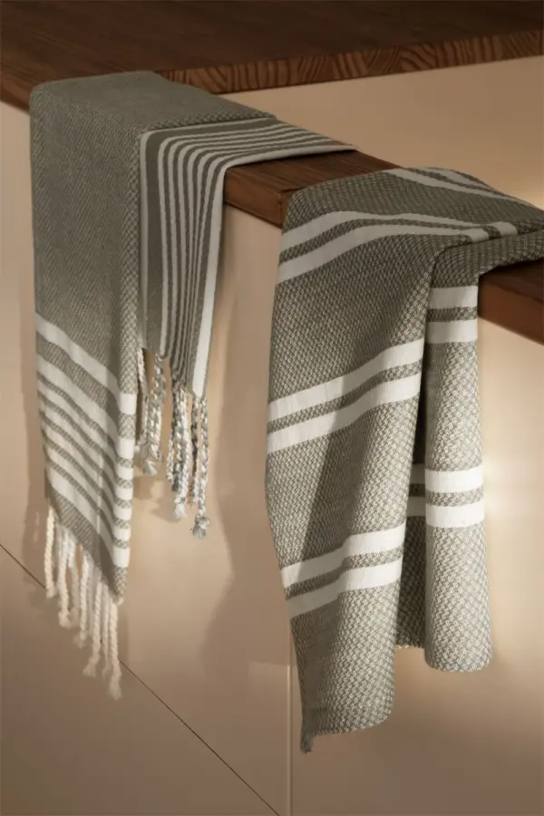 Set de 3 Paños de Cocina CottonStripe Verde (45x70 cm)